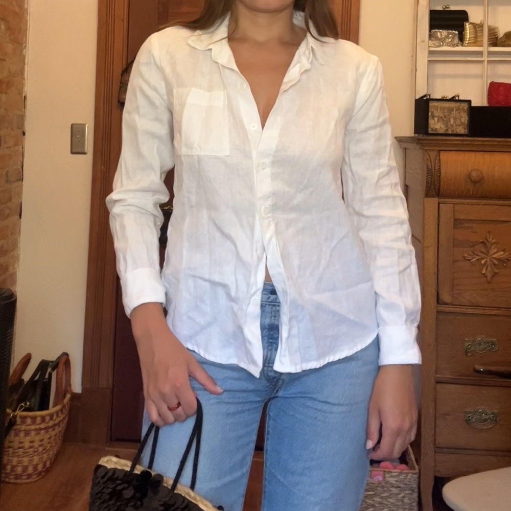 Reformation White Button-Down Shirt